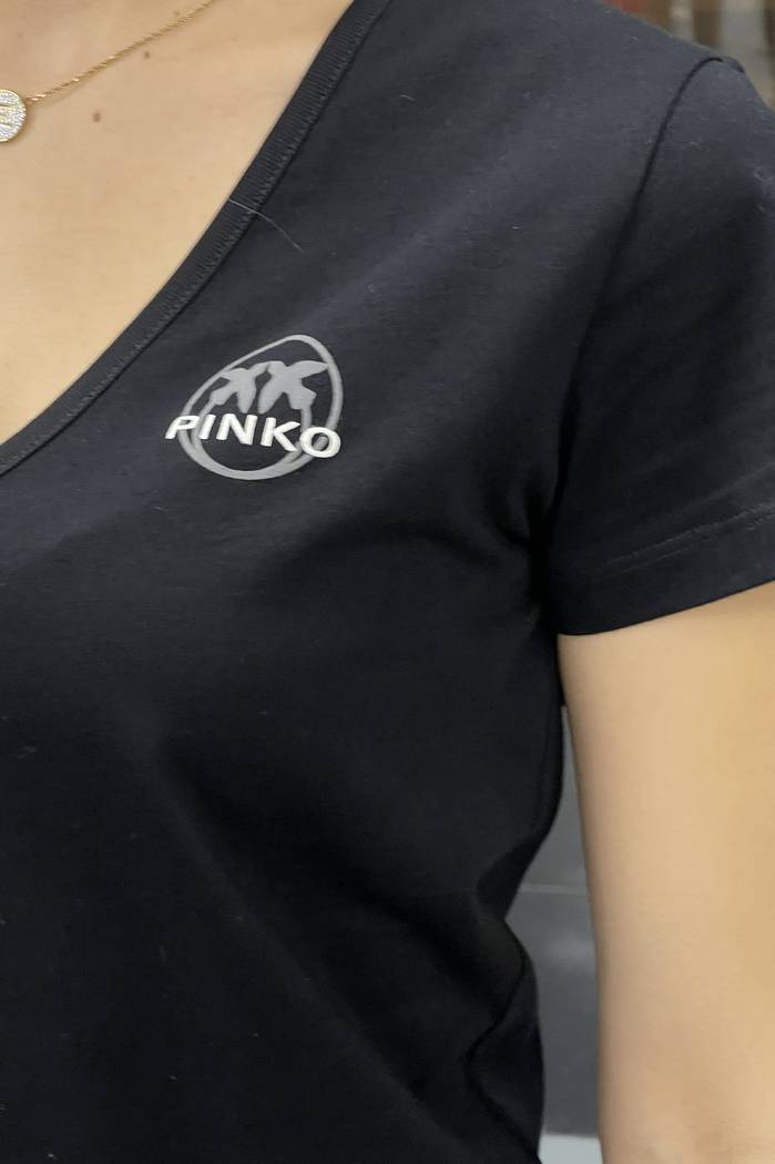 BLUZKA PINKO TURBATO CZARNA Z LOGO MARKI