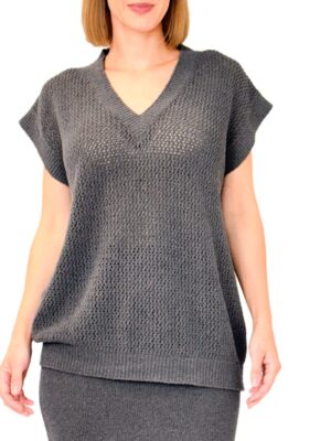 SWETER SKILLS&GENES W274M26 CIEMNY SZARY Z KRÓTKIM RĘKAWEM