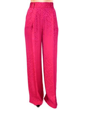 SPODNIE RÓŻOWE LOGOWANE SZEROKIE Z MATERIAŁU BABYLON