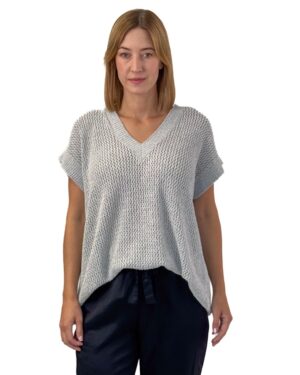 SWETER SKILLS&GENES W274M26 SZARY Z KRÓTKIM RĘKAWEM