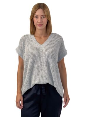 SWETER SKILLS&GENES W274M26 SZARY Z KRÓTKIM RĘKAWEM