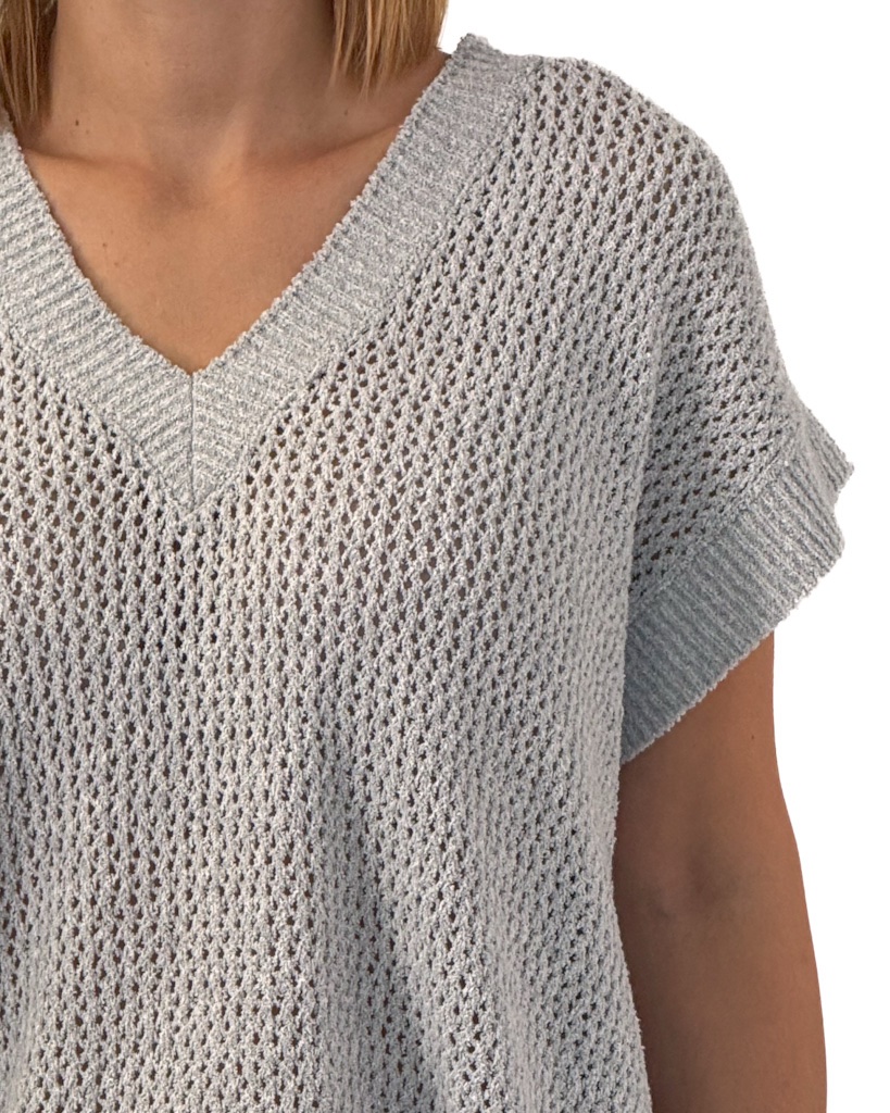 SWETER SKILLS&GENES W274M26 SZARY Z KRÓTKIM RĘKAWEM - obrazek 4