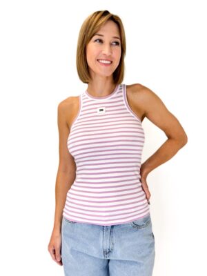 BLUZKA BOKSERKA TOP W FIOLETOWO BIAŁE PASKI 10DAYS 20-461-4204