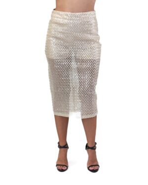 SPÓDNICA POŁYSKUJĄCA W KOLORZE PUDROWEGO RÓŻU GIULIA N GE2444