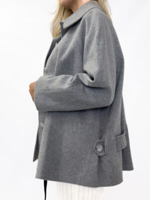 PŁASZCZ SZARY LUŹNY FASON Z DOMIESZKĄ WEŁNY MALEJ 420770-19287