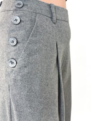 SPODNIE SZARE SZEROKIE Z MATERIAŁU Z WEŁNĄ I KASZMIREM MALEJ 420740-19245