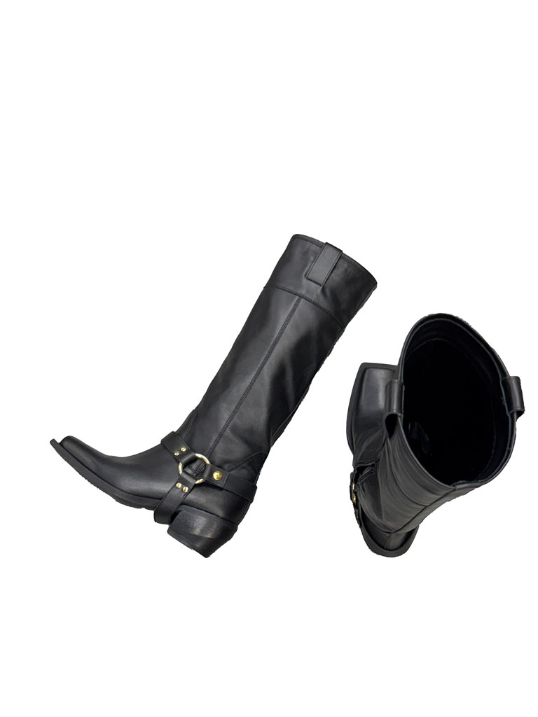 BUTY ZIMOWE CZARNE, WYSOKIE KOWBOJKI KOZAKI LESTROSA 1880 - obrazek 4