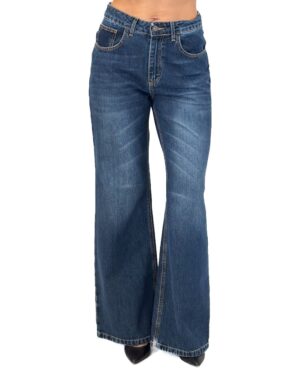 SPODNIE NIEBIESKIE JEANSY Z SZEROKIMI NOGAWKAMI FJ516