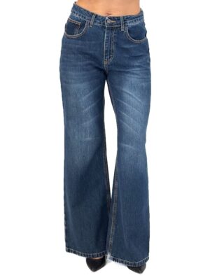 SPODNIE NIEBIESKIE JEANSY Z SZEROKIMI NOGAWKAMI FJ516