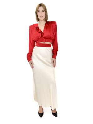 BLUZKA CZERWONA KRÓTKA Z WIĄZANIEM W PASIE REVISE POWELL19