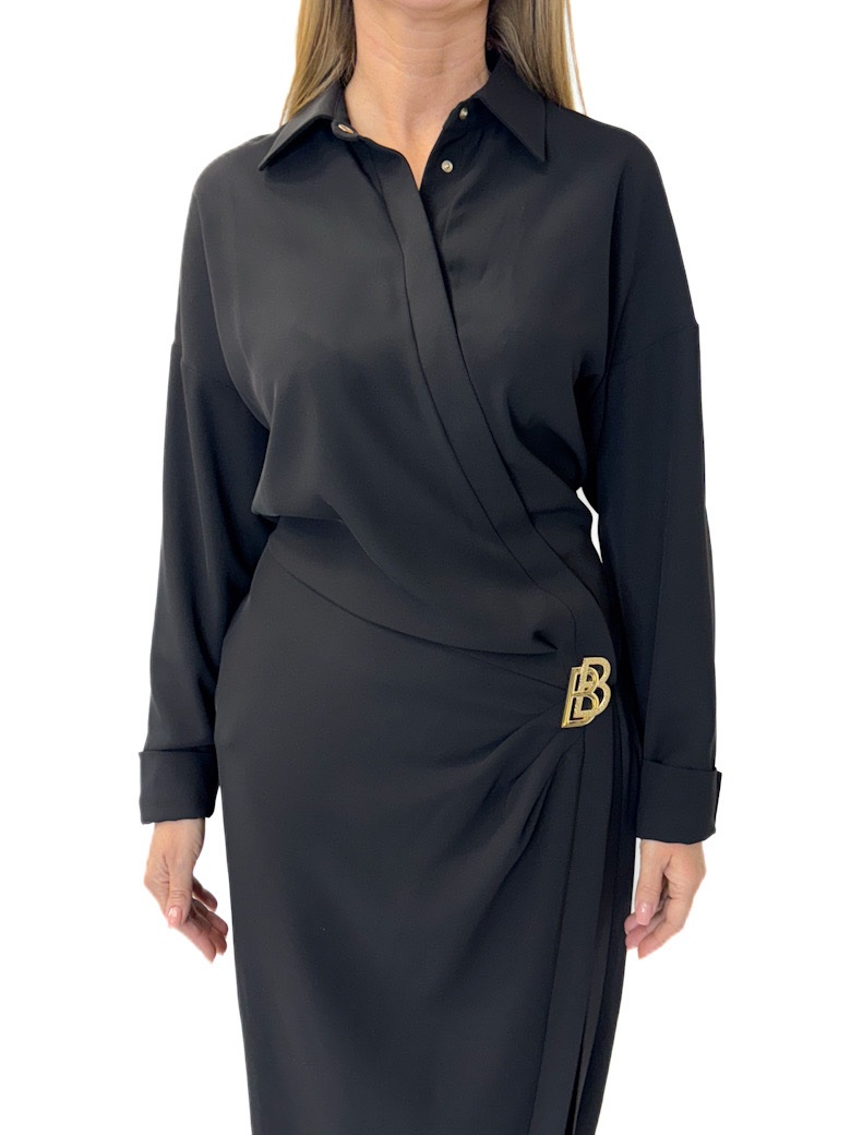 DŁUGA CZARNA ELEGANCKA SUKIENKA BABYLON MS00985 - obrazek 3