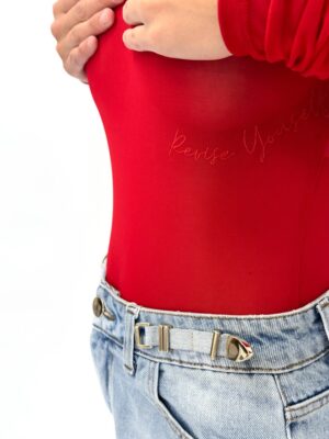 BLUZKA CZERWONE BODY Z SIATECZKI Z DŁUGIM RĘKAWEM REVISE LAURO