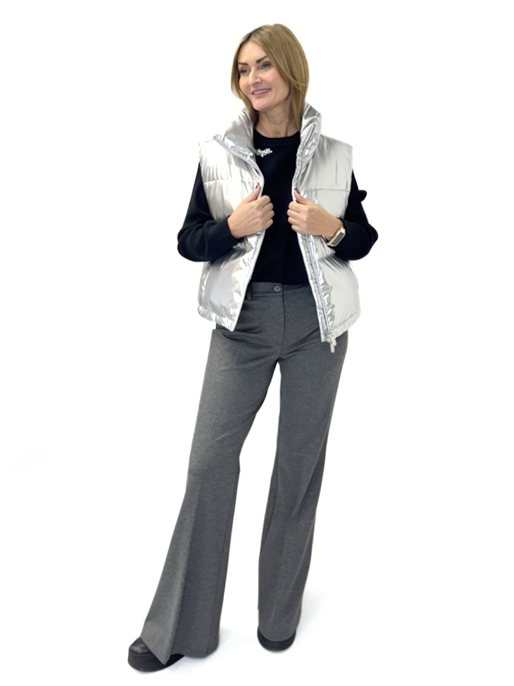 SPODNIE SZARE Z MATERIAŁU Z ROZSZERZANĄ NOGAWKĄ VICOLO TS0101