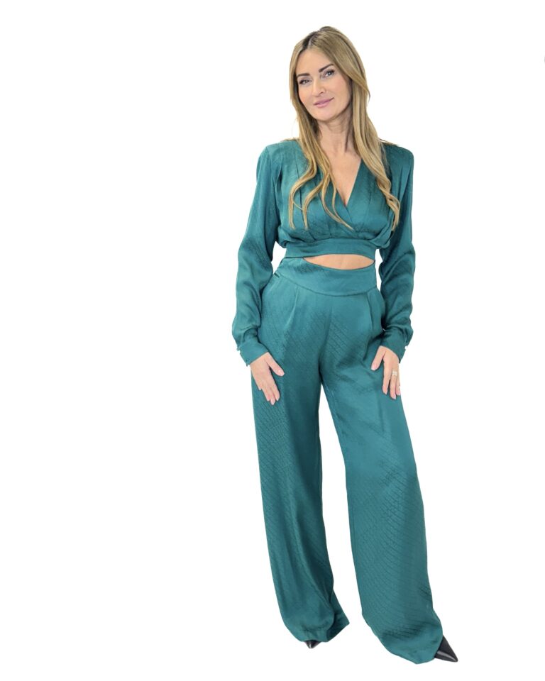 BLUZKA ZIELONA LOGOWANA WIĄZANA W PASIE REVISE MATANO