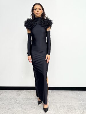 DŁUGA CZARNA ELEGANCKA SUKIENKA REVISE DELILA17