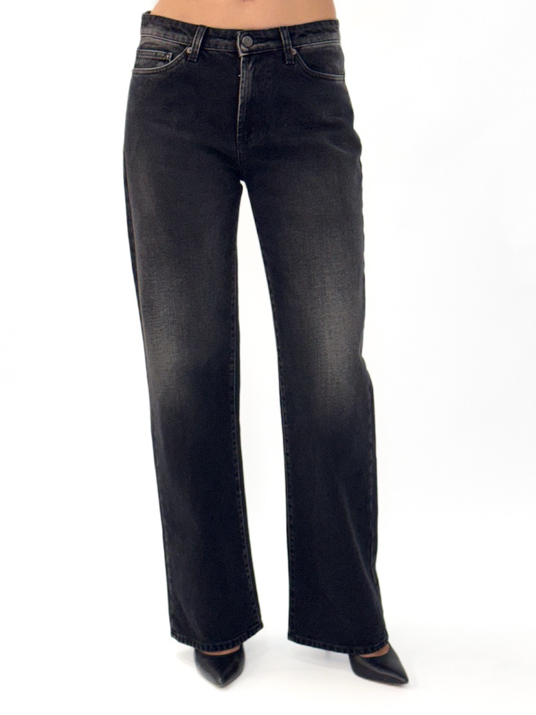 SPODNIE JEANSY CZARNE Z SZEROKIMI NOGAWKAMI VICOLO DS0118