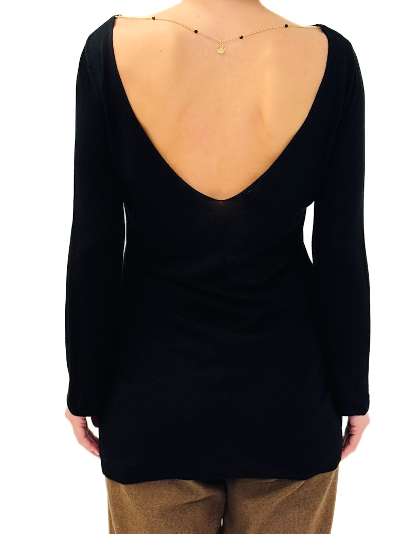 SWETER CZARNY Z GOŁYMI PLECAMI CRISTINAEFFE 9P5 1008 - obrazek 2