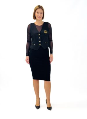 SPÓDNICA CZARNA DOPASOWANA Z DZIANINY KONTATTO 3M2134C