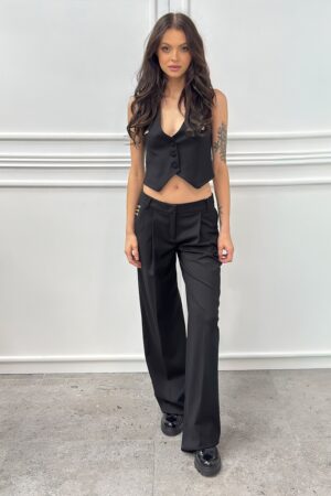 Czarna elegancka kamizelka z materiału Revise Kristof