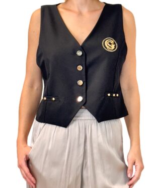 KAMIZELKA CZARNA DOPASOWANA Z MATERIAŁU GIL SANTUCCI 41CPT5162A244