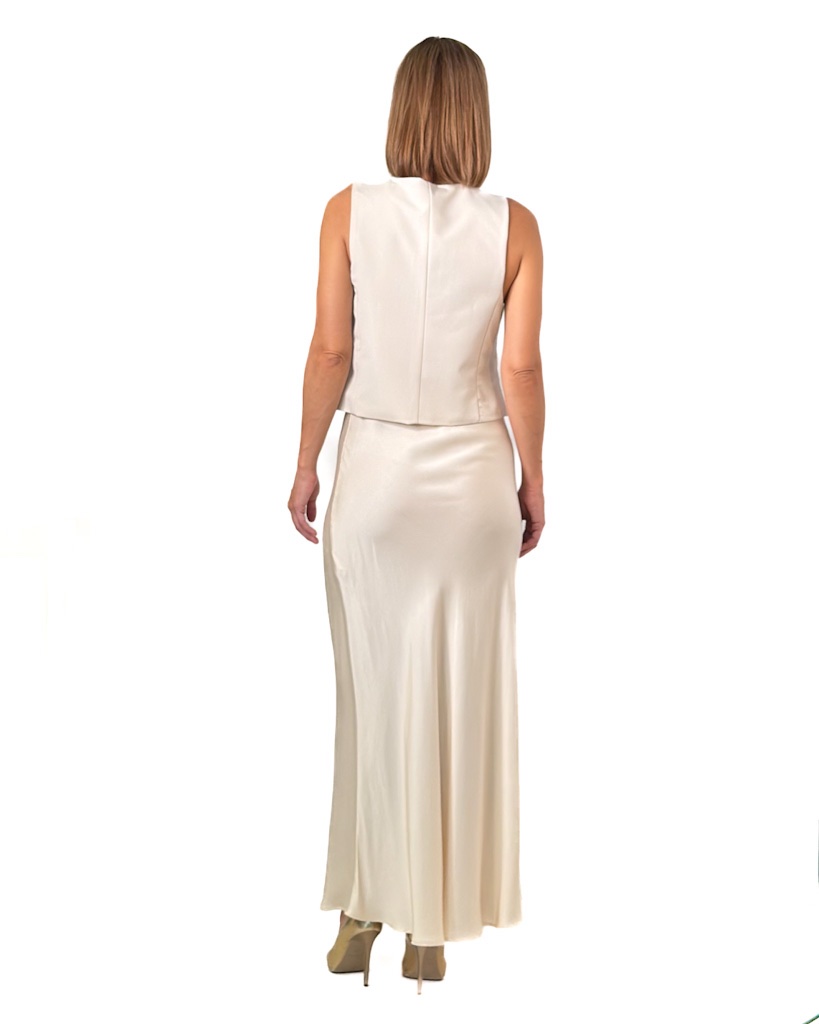 KAMIZELKA KREMOWA DOPASOWANA Z MATERIAŁU GIL SANTUCCI 41CPT5162A244 - obrazek 5