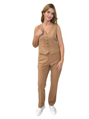 KAMIZELKA Z MATERIAŁU CAMELOWA W PRĄŻEK MOS MOSH 160610