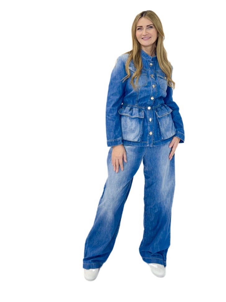 SPODNIE SZEROKIE JASNE JEANSY BABYLON ZMFJ007 - obrazek 4