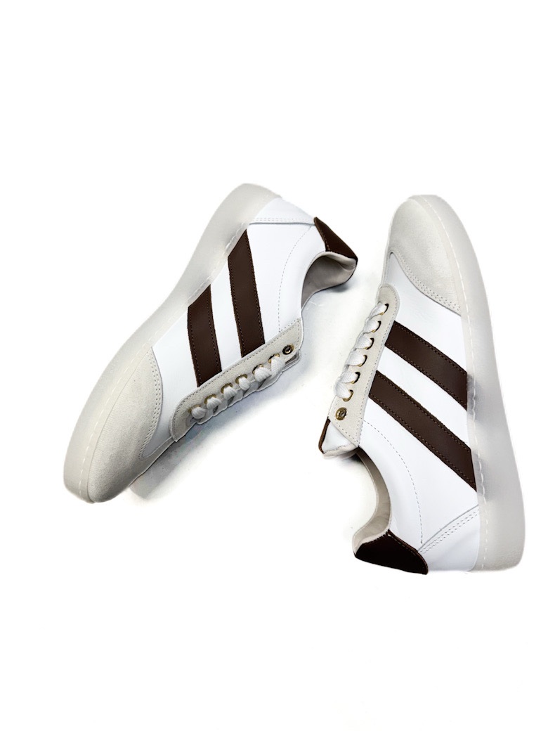 BUTY BIAŁE TRAMPKI Z BRĄZOWYMI ELEMENTAMI FEDERICA LANCIONI GIADA