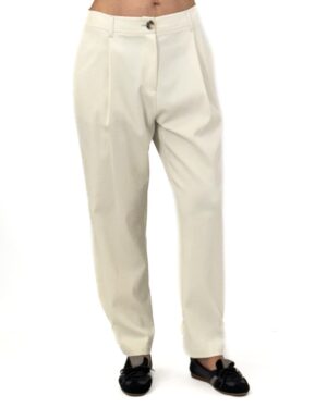 SPODNIE KREMOWE Z MATERIAŁU MALEJ 420840-19211