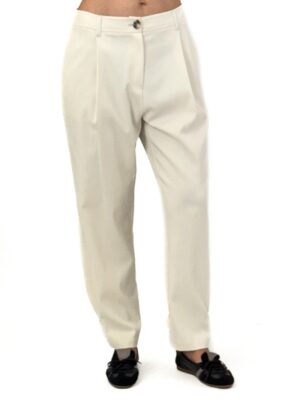 SPODNIE KREMOWE Z MATERIAŁU MALEJ 420840-19211