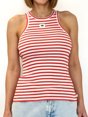 BLUZKA BOKSERKA W CZERWONO BIAŁE PASKI 10DAYS 20-461-4202