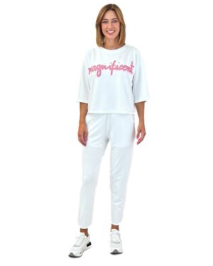 BLUZKA BIAŁA Z RÓŻOWYM NAPISEM I CEKINKAMI MARGITTES 27393