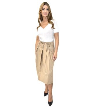 SPÓDNICA CAMELOWA Z MATERIAŁU ZA KOLANO ARTIGLI ACGO000842