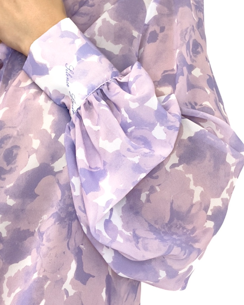 BLUZKA LEKKA KOSZULA W KWIATY FIOLETOWE SILENCE CA7002 - obrazek 3