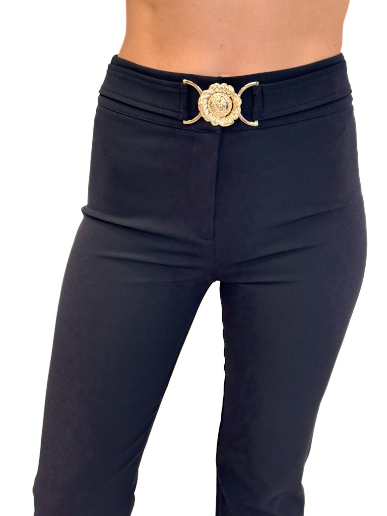 SPODNIE CZARNE DZWONY Z MATERIAŁU BABYLON ZS00564 - obrazek 3