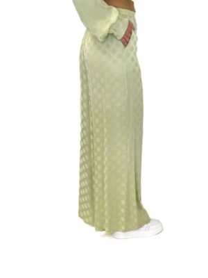 SPODNIE Z MATERIAŁU SZEROKIE MIĘTOWE W KROPKI PIA B PAGERA