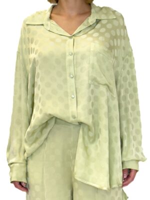 BLUZKA KOSZULA MIĘTOWA W KROPKI PIA B SAGERA