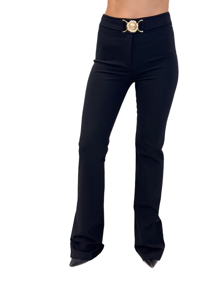 SPODNIE CZARNE DZWONY Z MATERIAŁU BABYLON ZS00564