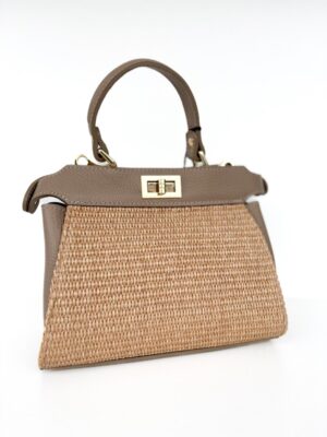 TOREBKA PLECIONA SKÓRZANA BEŻOWA MAŁA 3595261