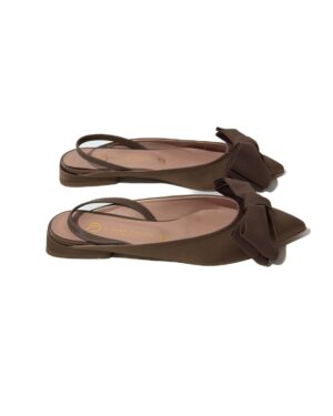 BUTY KLAPKI SANDAŁY Z KOKARDKĄ MIODOWE AKSAMITNE DIVINE 6013