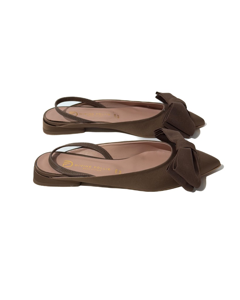 BUTY KLAPKI SANDAŁY Z KOKARDKĄ MIODOWE AKSAMITNE DIVINE 6013