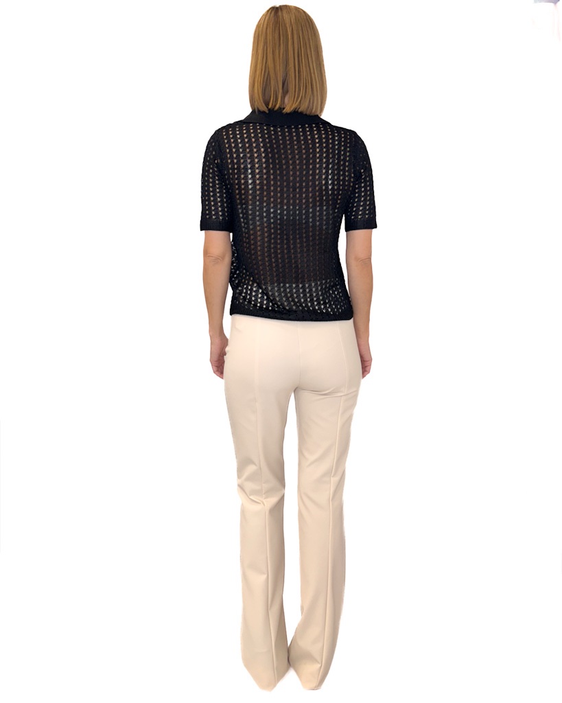 SPODNIE KREMOWE DZWONY Z MATERIAŁU BABYLON ZS00564 - obrazek 4