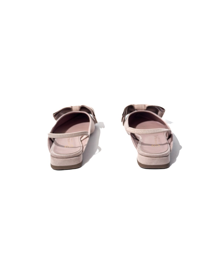 BUTY KLAPKI SANDAŁY ZAMSZOWE Z KOKARDKĄ PUDROWY RÓŻ DIVINE 6013 - obrazek 3