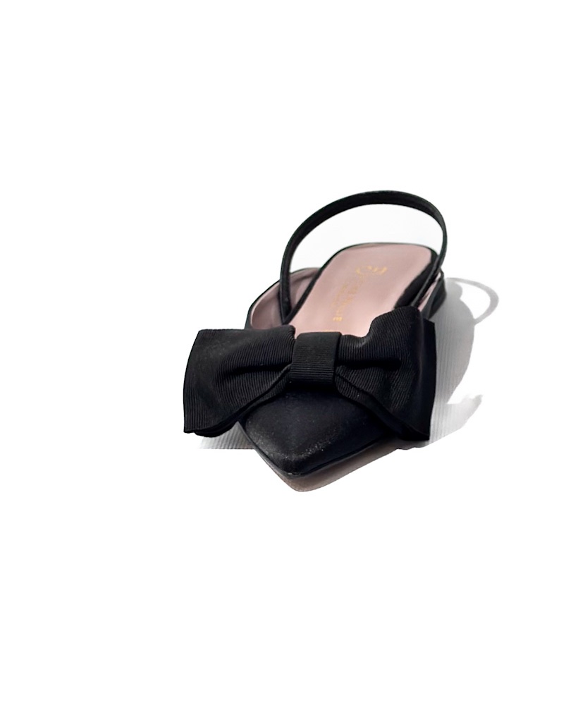 BUTY CZARNE KLAPKI SANDAŁY Z KOKARDKĄ AKSAMITNE DIVINE 6013 - obrazek 2