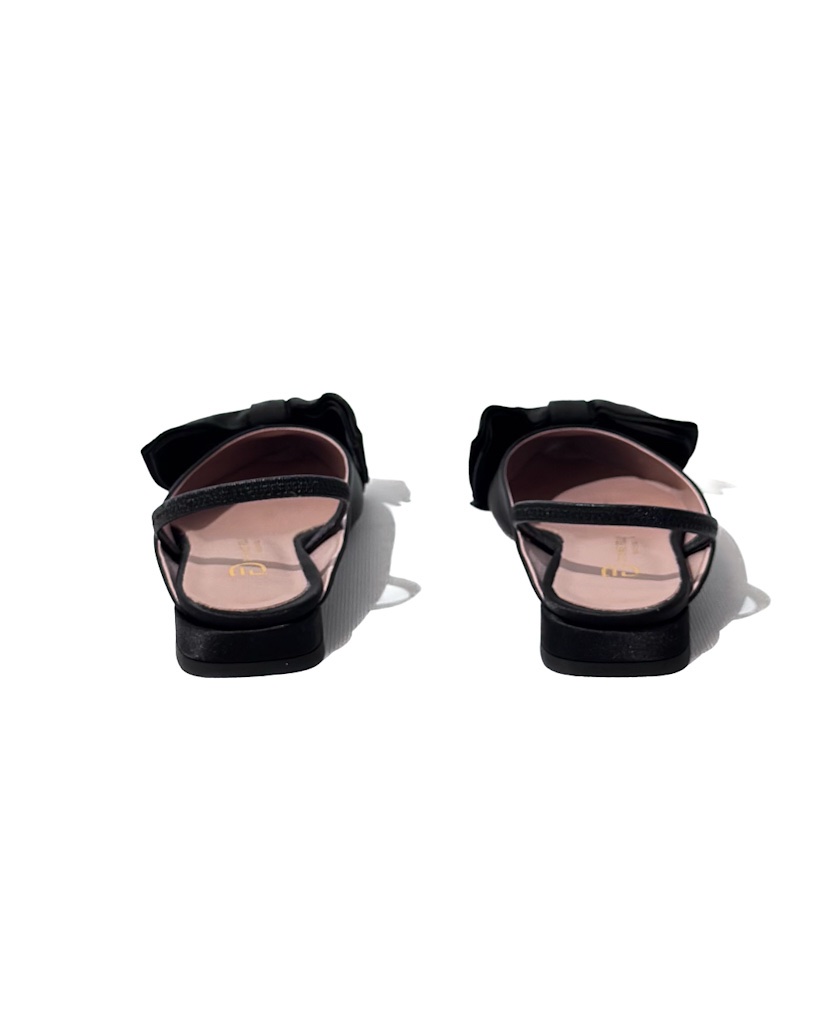 BUTY CZARNE KLAPKI SANDAŁY Z KOKARDKĄ AKSAMITNE DIVINE 6013 - obrazek 3