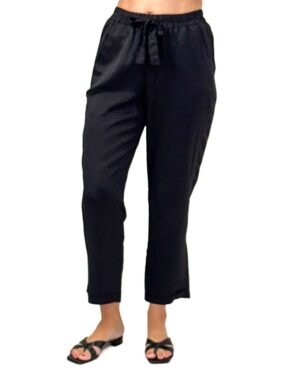 SPODNIE CZARNE LUŹNE Z WISKOZY I LNU PIA B PAVERSI