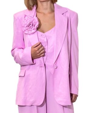 RÓŻOWA LUŹNA MARYNARKA Z WISKOZY I LNU PIA B ECELI