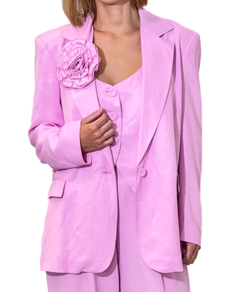 RÓŻOWA LUŹNA MARYNARKA Z WISKOZY I LNU PIA B ECELI