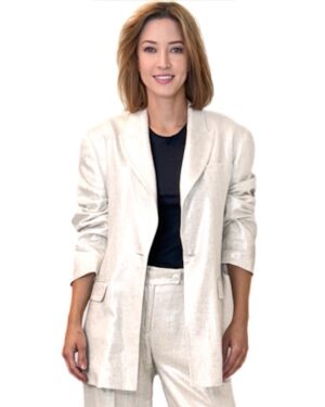 MARYNARKA KREMOWA ZE SREBRNĄ NITKĄ LUŹNA SILENCE SLGI596