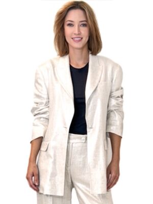 MARYNARKA KREMOWA ZE SREBRNĄ NITKĄ LUŹNA SILENCE SLGI596